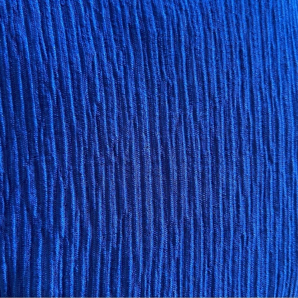 Monteau Blue Crinkle Jumpsuit Women’s Size S Belted Sleeveless Wide Leg - Picture 7 of 9